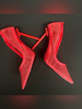 New Jessica Rich Mesh Red Stiletto Pumps size 38 MSRP $305.
